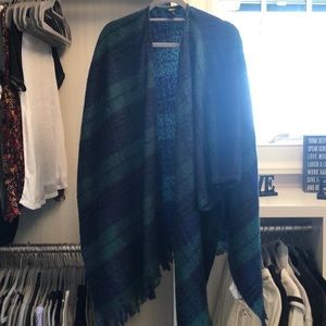 Green and Blue Plaid Shawl/ Poncho